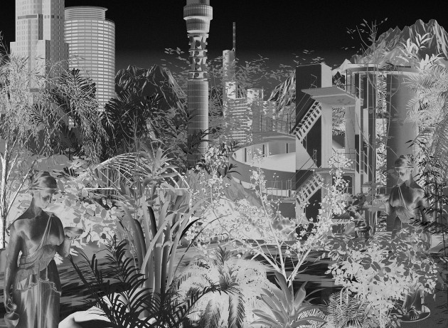 London Art 19043-04 Exclusive 19 Futuropolis - mural futurystyczny z miastem