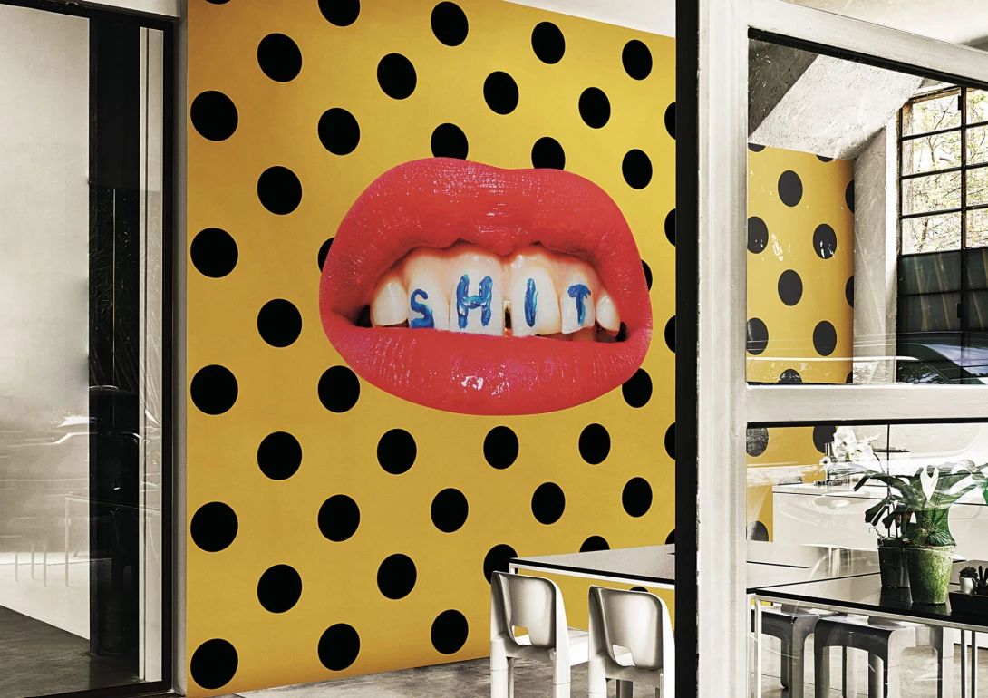 London Art 02TP 04 Toiletpaper Wash Your Mouth - mural z motywem ust i kropek