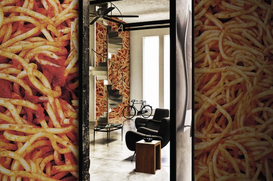 London Art 04TP 01 Toiletpaper Kitchen Confidential - mural z motywem spaghetti