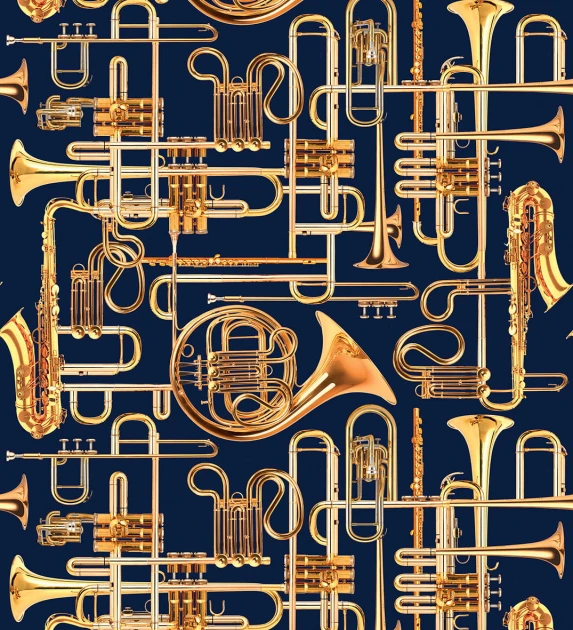 London Art 13TP 04 Toiletpaper Donald Trumpet - mural z motywem instrumentów dętych