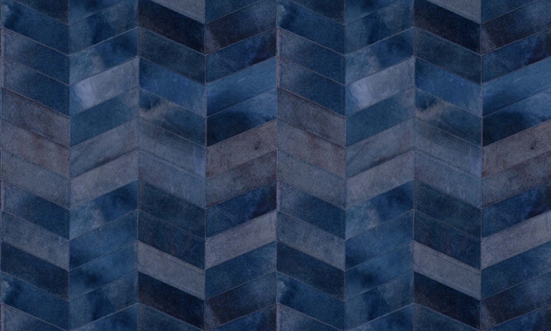 Arte 33524 Les Cuirs Montage Indigo - tapeta ze skóry w jodełkę