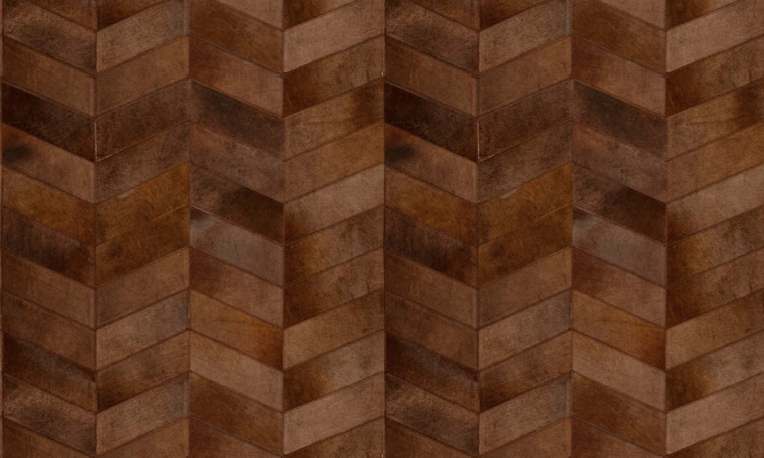 Arte 33530 Les Cuirs Montage Chestnut - tapeta ze skóry w jodełkę