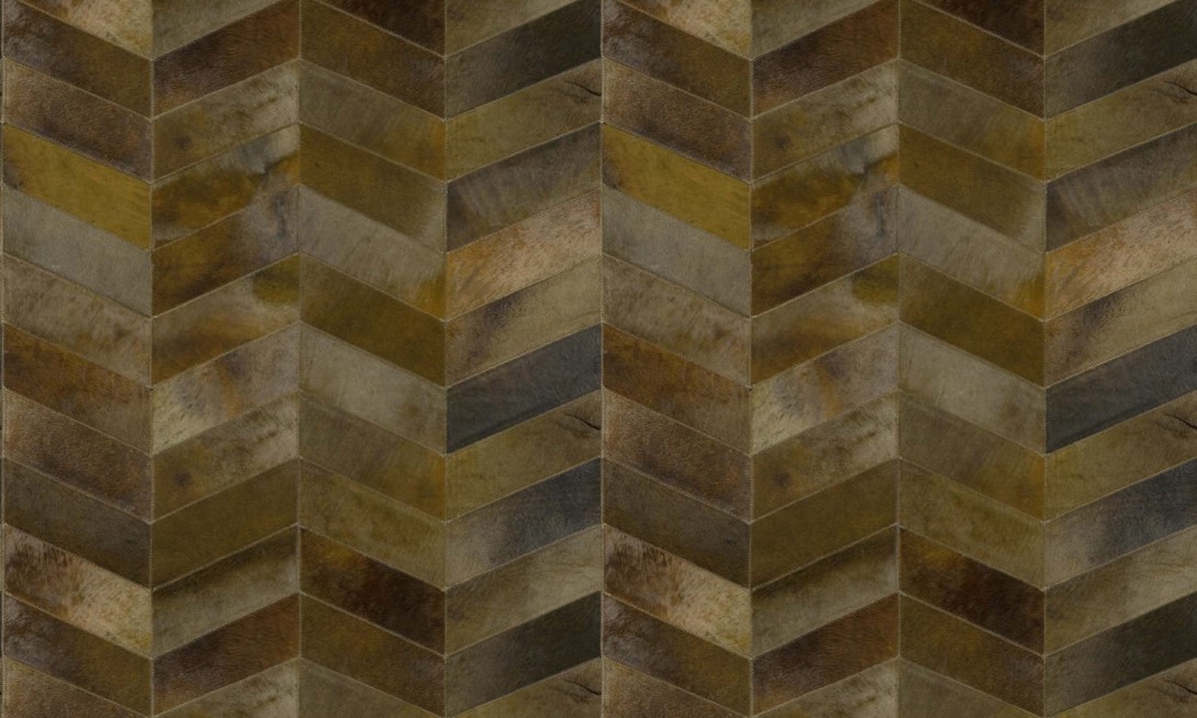 Arte 33533 Les Cuirs Montage Khaki - tapeta ze skóry w jodełkę