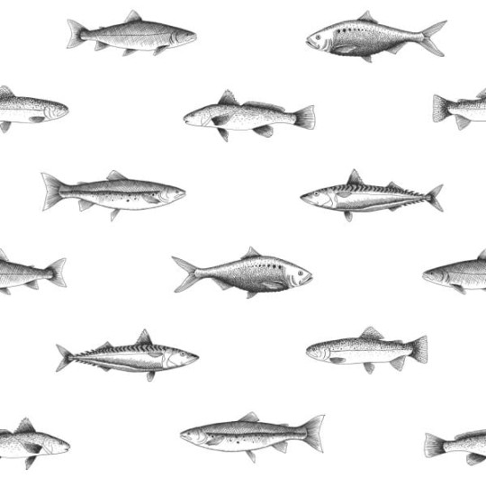 Tapeta Esta Black & White With A Splash Of Gold 138967 Pen Drawing Fish