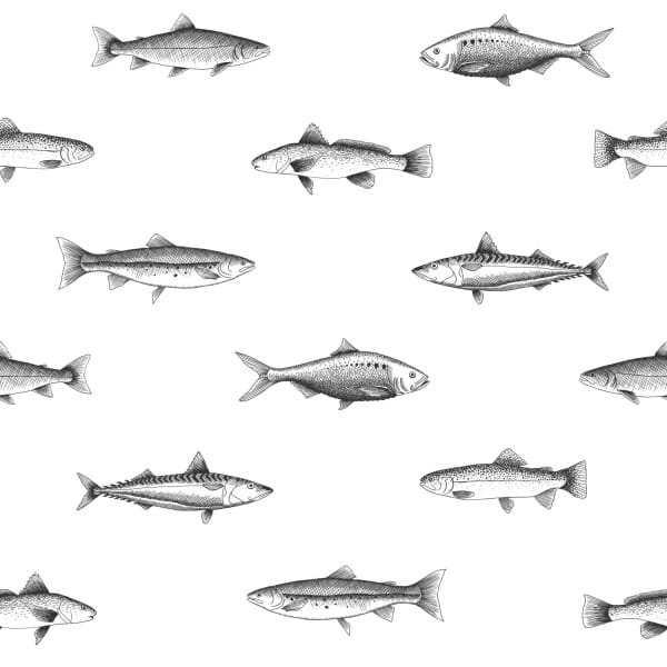 Tapeta Esta Black & White With A Splash Of Gold 138967 Pen Drawing Fish