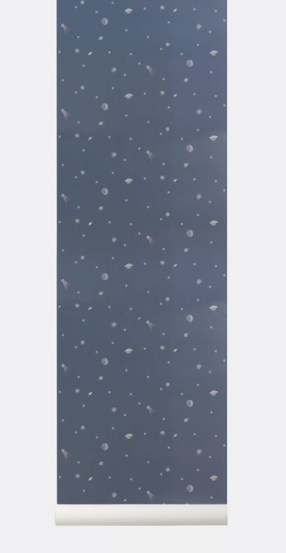 OL /Tapeta Ferm Living Moon Wallpaper - Dark Blue 189 Księżyce - dostępne 2 rolki