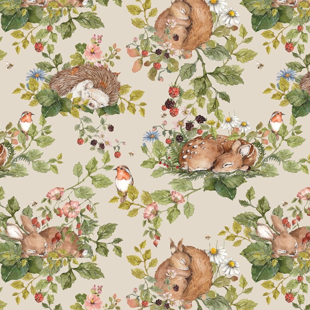 Tapeta Dekornik Little Sleepy Animals Beż DEKO.TAP.020