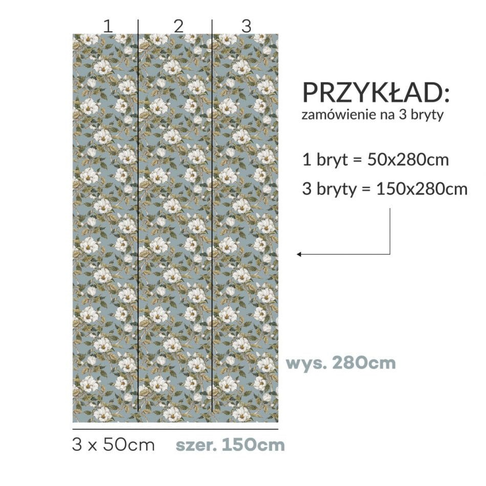 Tapeta Dekornik Magnolie Na Niebieskim Tle DEKO.TAP.055