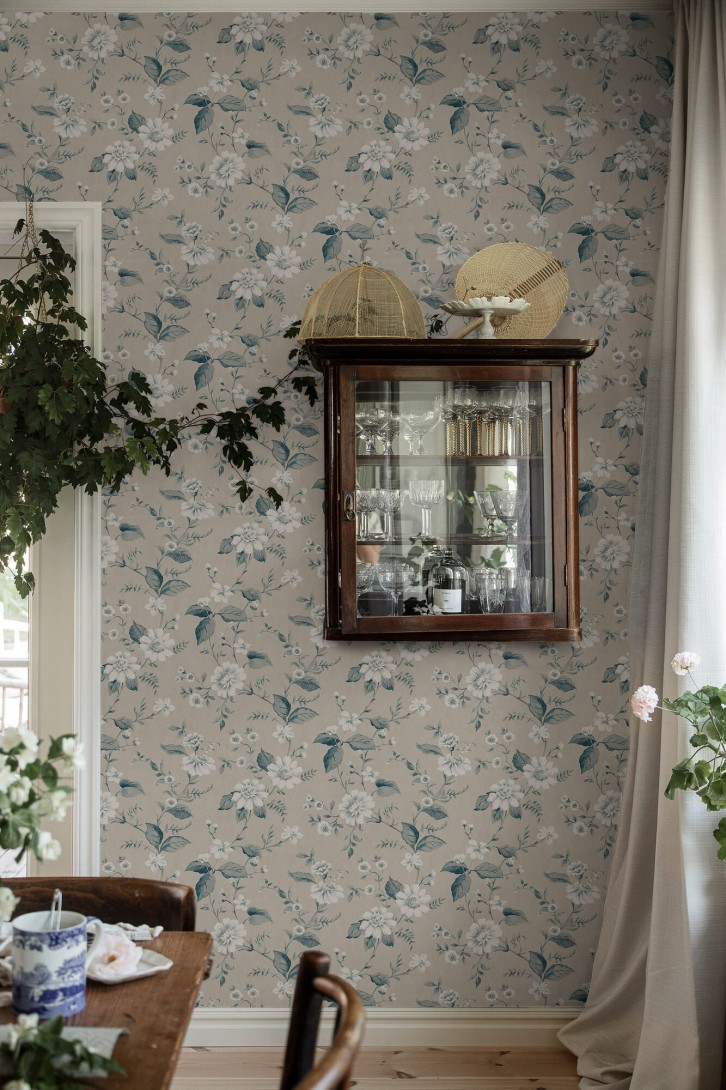 Boras Tapeter 3576 Cottage Garden Laura’s Cottage Beige - tapeta w kwiaty