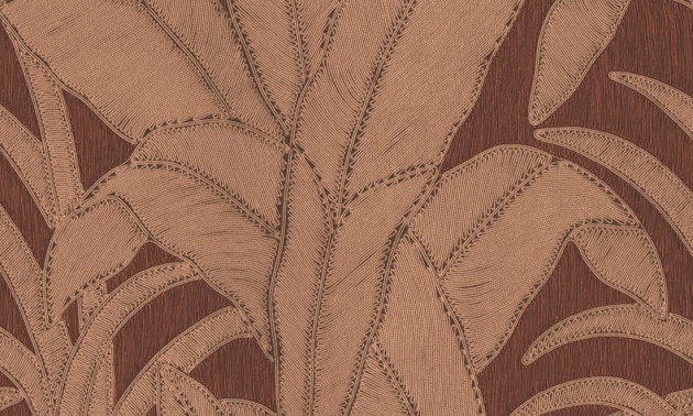 Arte 64502 Manila Botanic Rust - tapeta w bananowca z efektem wyszywania