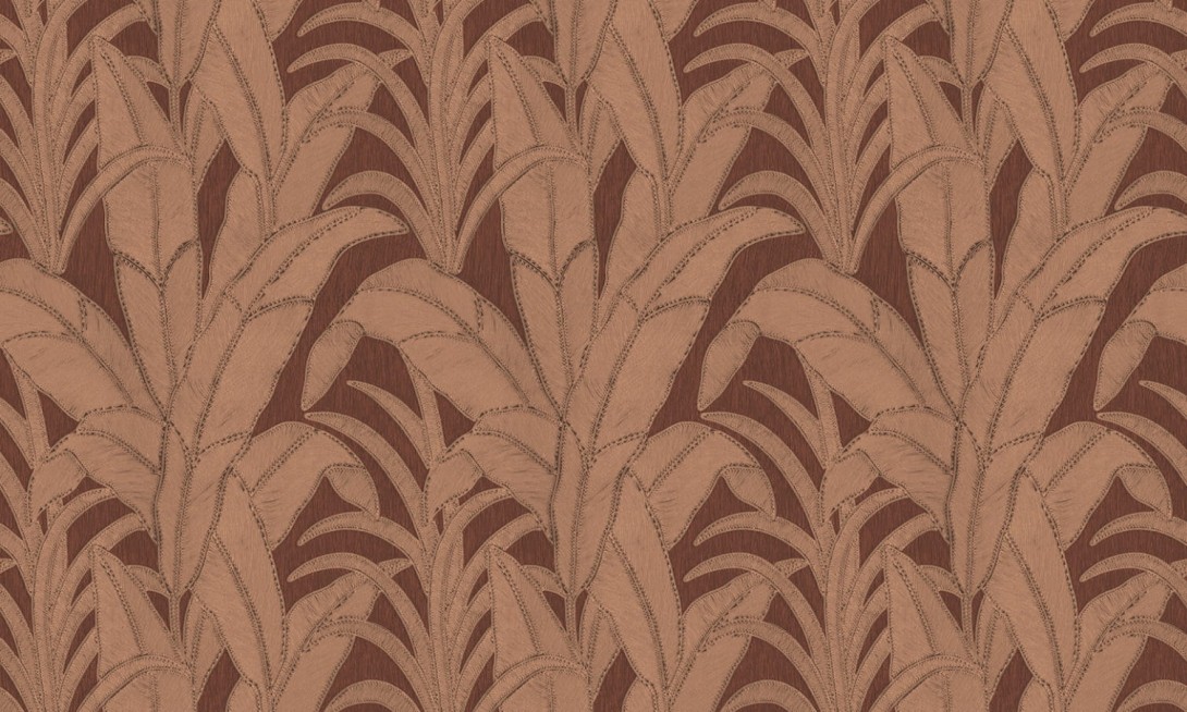 Arte 64502 Manila Botanic Rust - tapeta w bananowca z efektem wyszywania