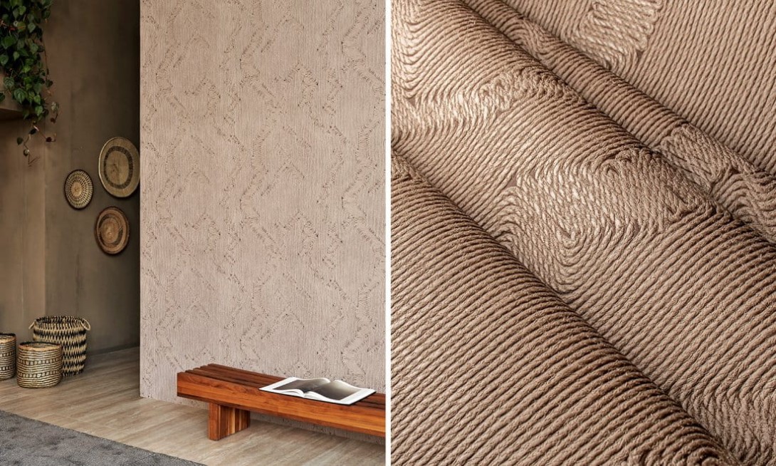 Arte 64523 Manila Edge Olive - tapeta w sznurkowy relief