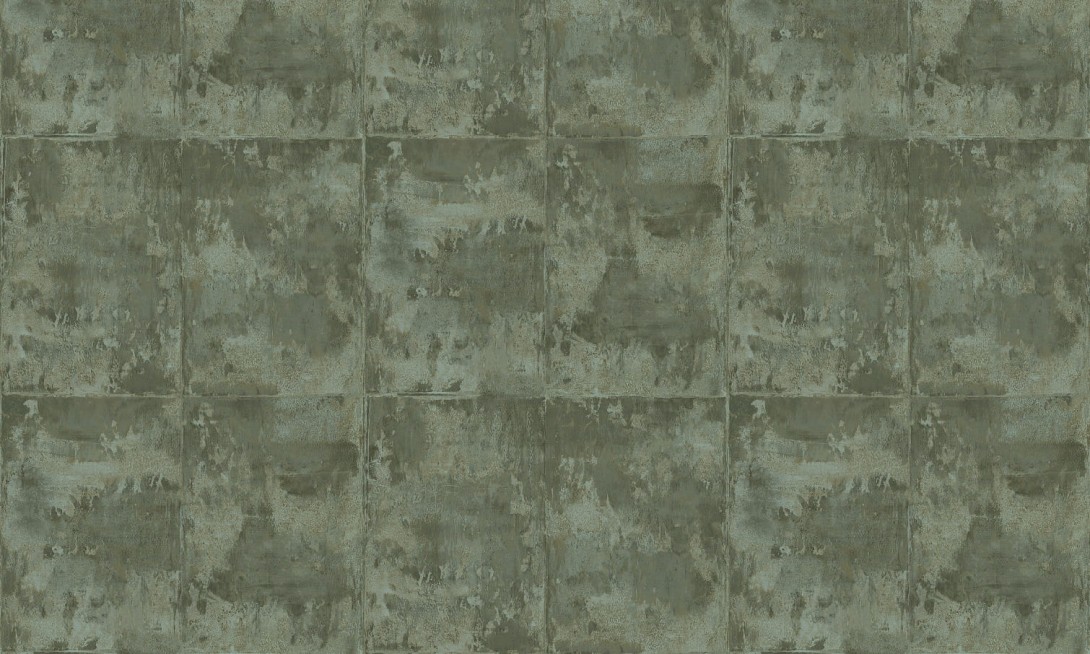 Arte 85501 Icons Platinum Moss Green - tapeta metaliczna z blokowym wzorem