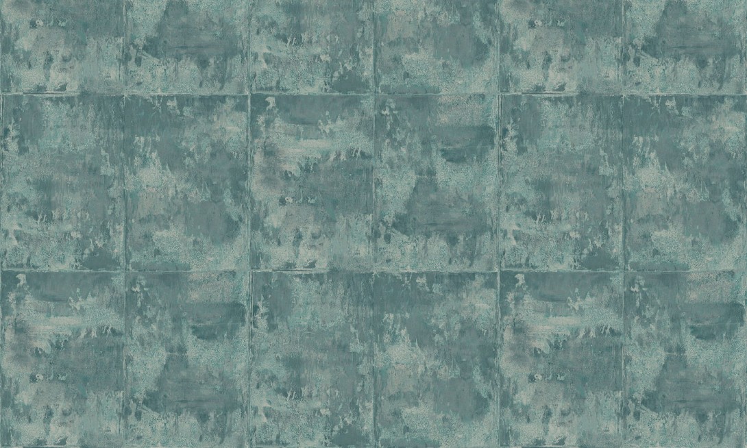Arte 85503 Icons Platinum Aquamarine - tapeta metaliczna z blokowym wzorem