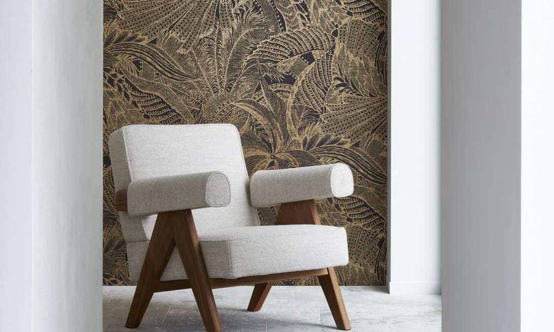 Arte 85560 Icons Symbiosis White Gold - tapeta roślinna z efektem rattanu
