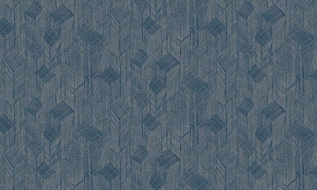 Arte 66010 Cameo Shibam Midnight Blue - tapeta w sizalowy patchwork
