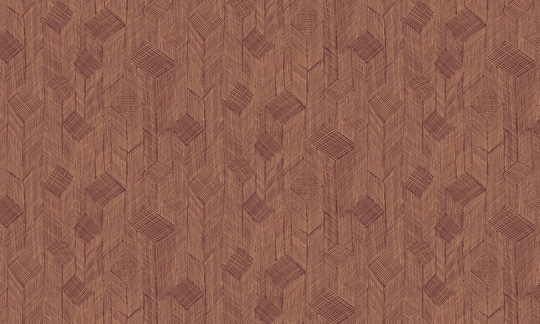 Arte 66011 Cameo Shibam Wine Red - tapeta w sizalowy patchwork