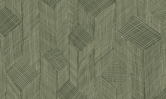 Arte 66014 Cameo Shibam Covert Green - tapeta w sizalowy patchwork