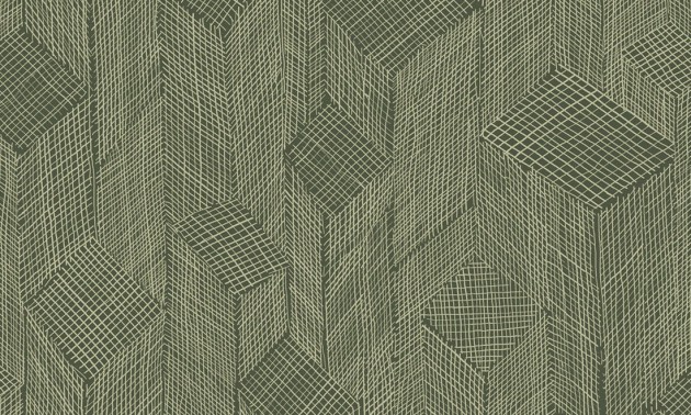 Arte 66014 Cameo Shibam Covert Green - tapeta w sizalowy patchwork