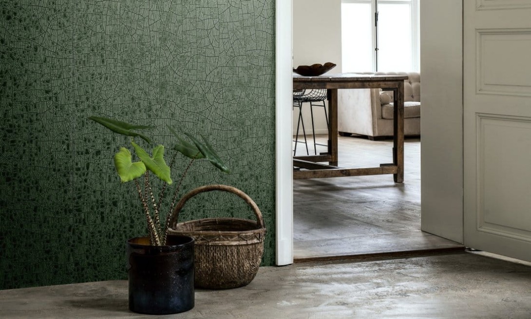 Arte 66022 Cameo Emaille Bright Sage - tapeta z efektem spękania