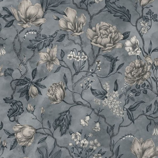 Sandberg 244-56 Kolonin Linda Misty Blue - tapeta w kwiaty magnolii