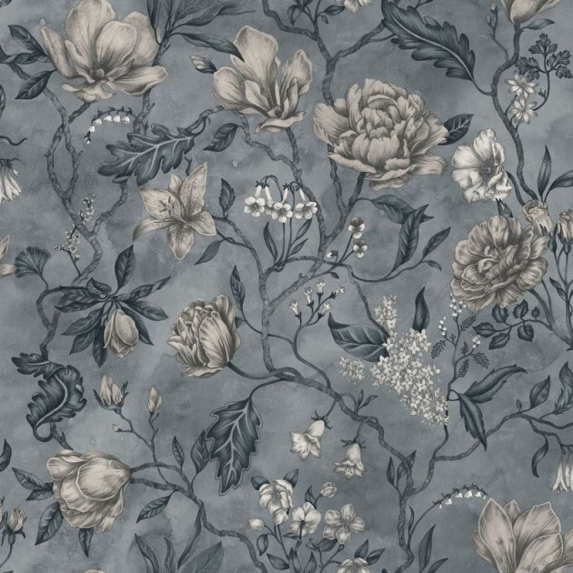 Sandberg 244-56 Kolonin Linda Misty Blue - tapeta w kwiaty magnolii