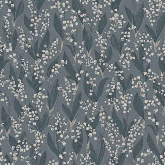 Sandberg 479-56 Kolonin Liljekonvalj Indigo Blue - tapeta w kwiaty dzwoneczki