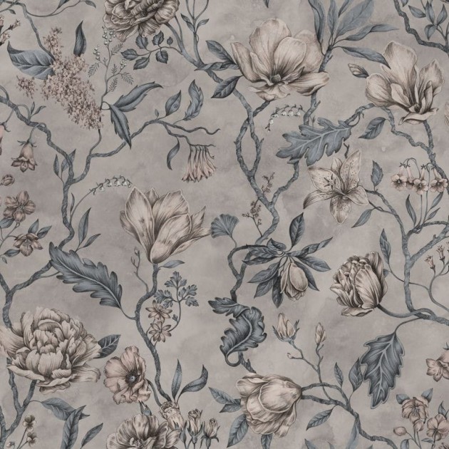 Sandberg 663-16 Kolonin Belinda Misty Blue - mural w kwiaty magnolii