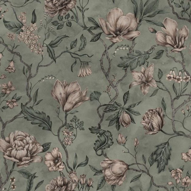 Sandberg 663-38 Kolonin Belinda Garden Green - mural w kwiaty magnolii