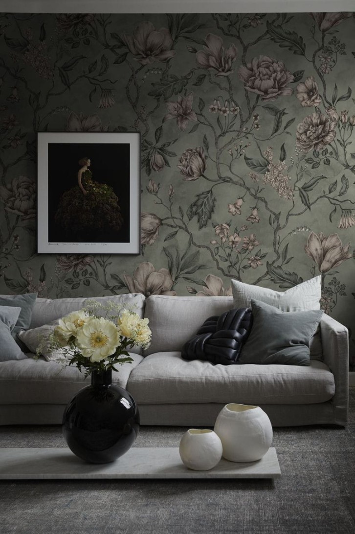 Sandberg 663-38 Kolonin Belinda Garden Green - mural w kwiaty magnolii