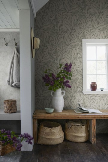 Sandberg 837-18 Kolonin Elin Sage Green - tapeta w liście