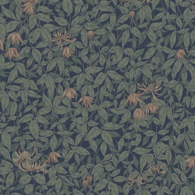Sandberg 838-76 Kolonin Linnea Midnight Blue - tapeta z krzewem