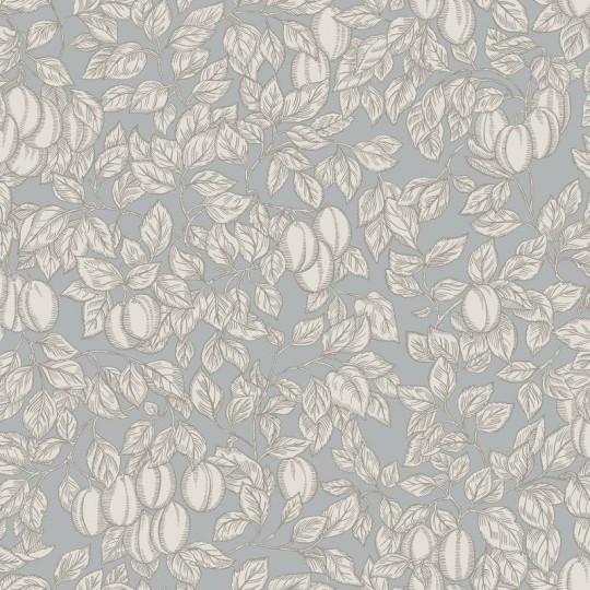 Sandberg 839-26 Kolonin Emrik Misty Blue - tapeta w liście i śliwki