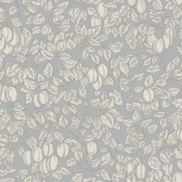Sandberg 839-26 Kolonin Emrik Misty Blue - tapeta w liście i śliwki