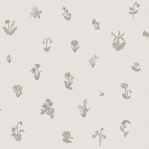 Sandberg 841-11 Kolonin Maja Pastel - tapeta w kwiatki na tle w kropki