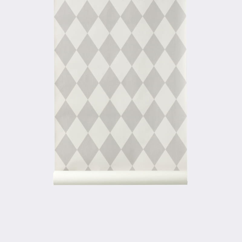 Tapeta Ferm LIVING Harlequin Grey - Szara 150 - Romby