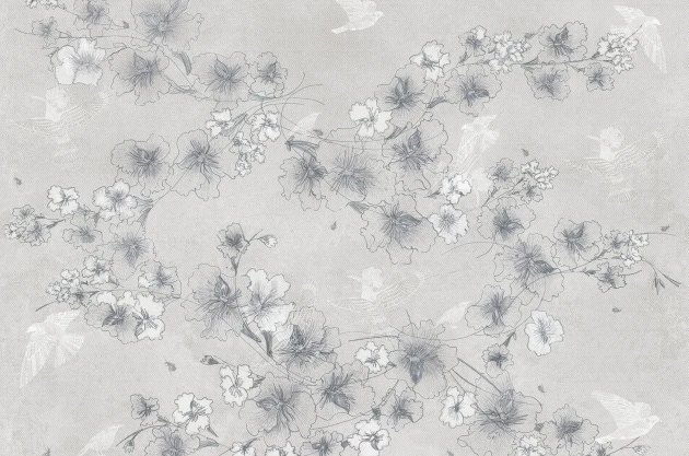 Mural Tecnografica Decoratives Birdflower GREY DECO