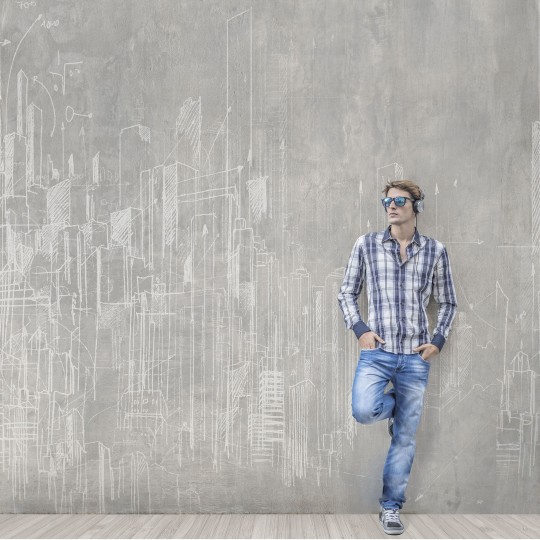 Mural Tecnografica Our Evergreens Art The Sign Grattacieli BEIGE