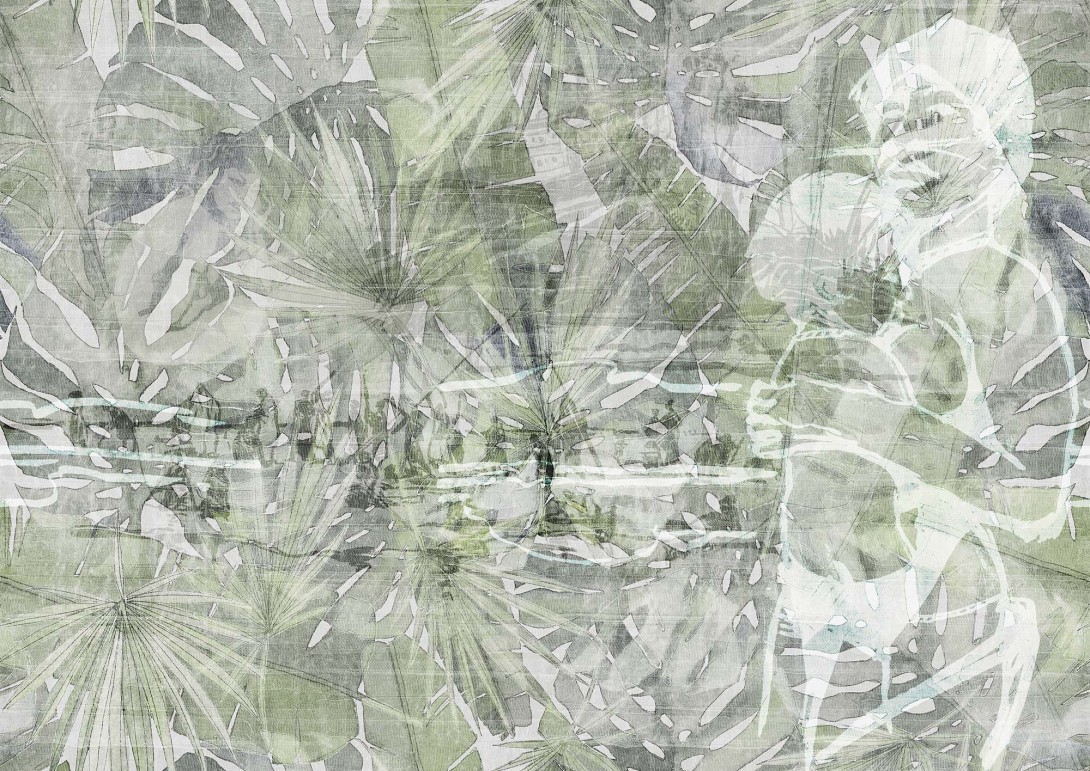 Mural Tecnografica Our Evergreens Art Marco Fontana Fitzcarraldo GREY-GREEN DECO