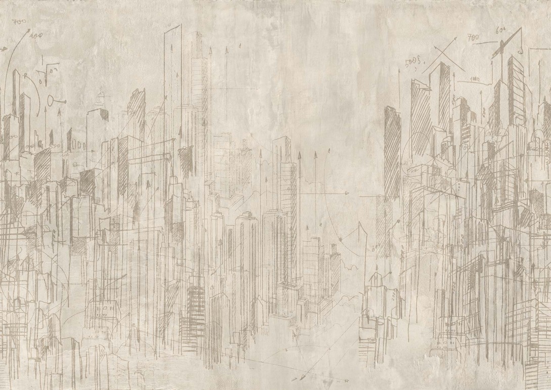 Mural Tecnografica Our Evergreens Art The Sign Grattacieli BEIGE