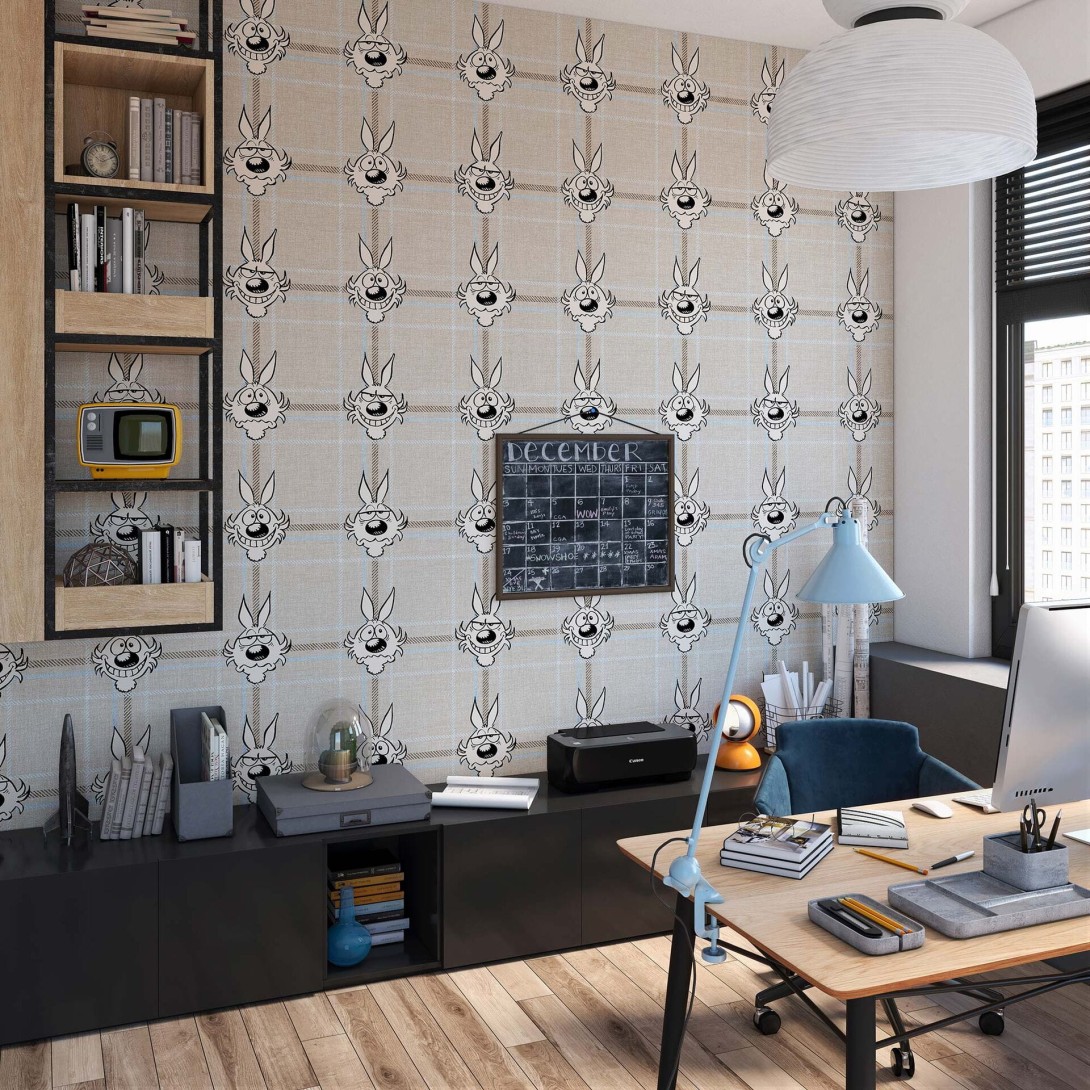 Mural Tecnografica Art Lupo Alberto Lupo Tartan LIGHT BEIGE