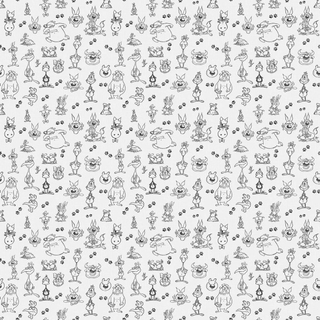 Mural Tecnografica Art Lupo Alberto McKenzie pattern BLACK AND WHITE