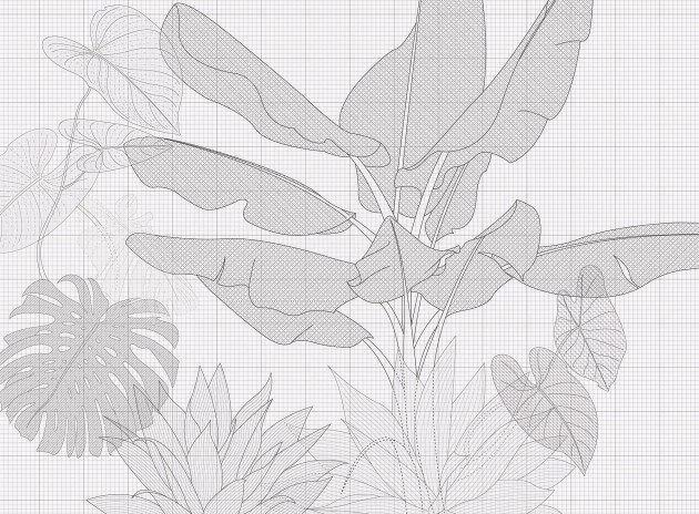 Mural Tecnografica Art Massimo Iosa Ghini Digital Jungle WHITE