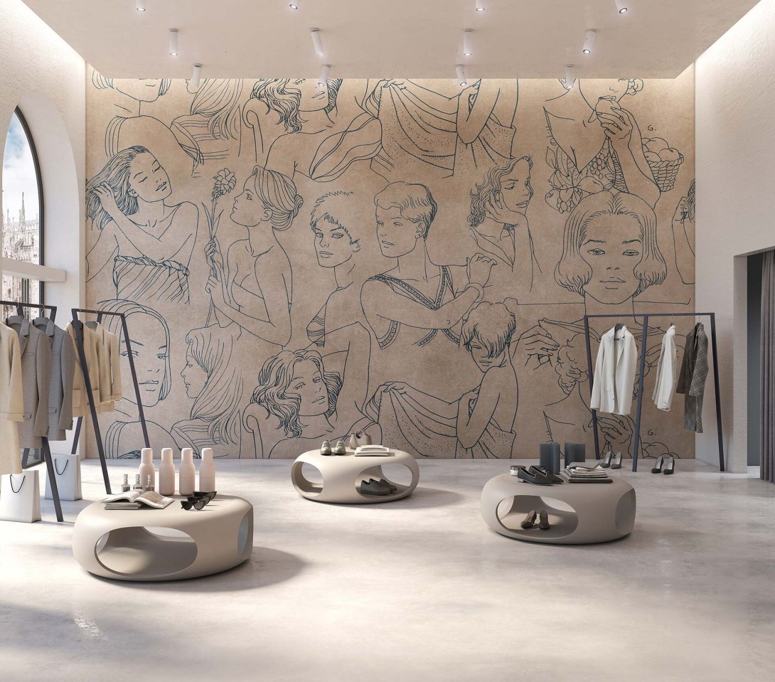 Mural Tecnografica Art Vittorio Giardino Sguardi GREY