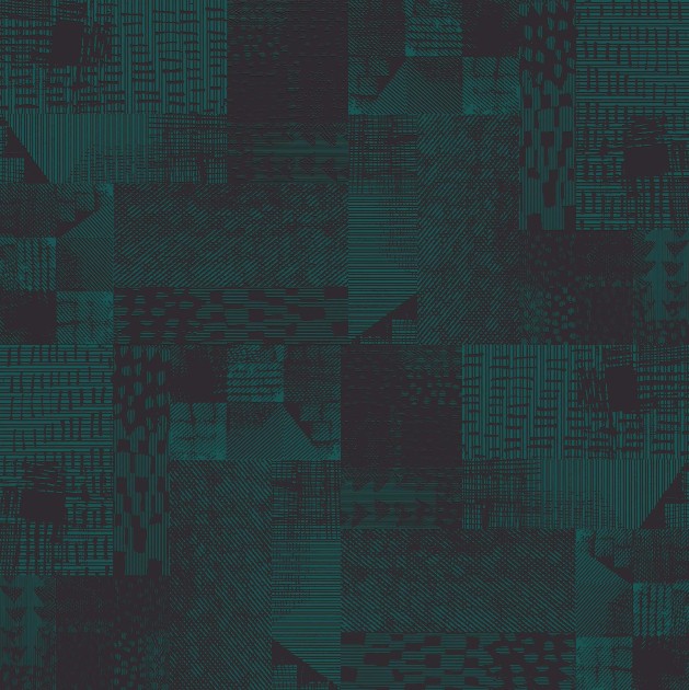 Mural Tecnografica Art Massimo Iosa Ghini Digital Wool TEAL GREEN