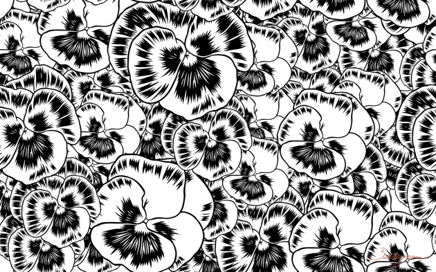 Mural Tecnografica Art Roberto Baldazzini Aurora floreale BLACK AND WHITE