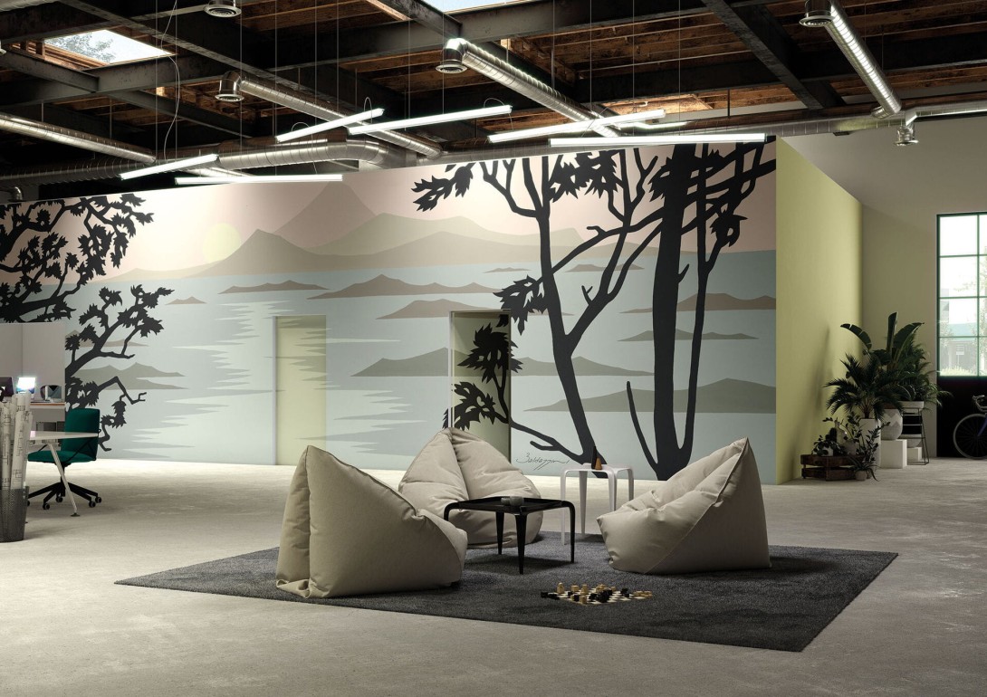 Mural Tecnografica Art Roberto Baldazzini Terre Emerse, tramonto