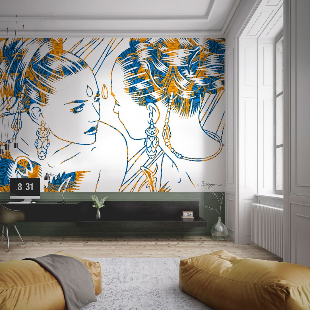Mural Tecnografica Art Roberto Baldazzini Le due Faraone, la sfida COMIC BOOK