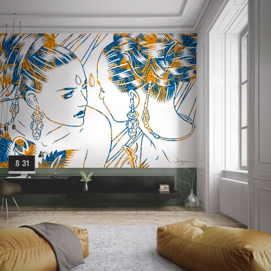 Mural Tecnografica Art Roberto Baldazzini Le due Faraone, la sfida SAPPHIRE