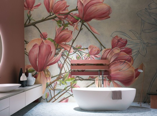Mural Tecnografica Art Cristina Iotti Magnolia in bloom